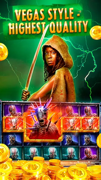 Взломанная The Walking Dead Casino Slots (Зе Вокинг Дед Казино Слотс)  [МОД Меню] — стабильная версия apk на Андроид screen 1