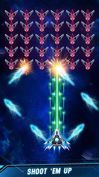 Взломанная Space shooter — Galaxy attack (Спейс шутер)  [МОД Unlocked] — стабильная версия apk на Андроид screen 1