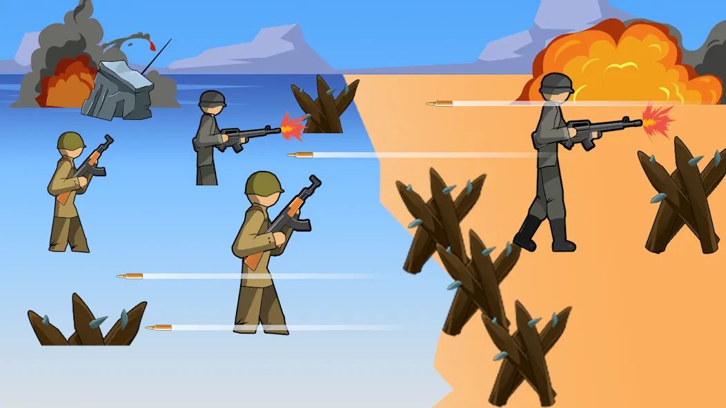 Скачать взломанную Stickman WW2 (Стикмэн Вторая Мировая война)  [МОД Mega Pack] — последняя версия apk на Андроид screen 1