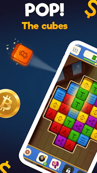 Скачать взломанную Crypto Blocks Puzzle Challenge  [МОД Бесконечные деньги] — стабильная версия apk на Андроид screen 1