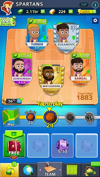 Скачать взлом Idle Five Basketball tycoon (Айдл Файв Баскетбольный тайкун)  [МОД Menu] — полная версия apk на Андроид screen 3