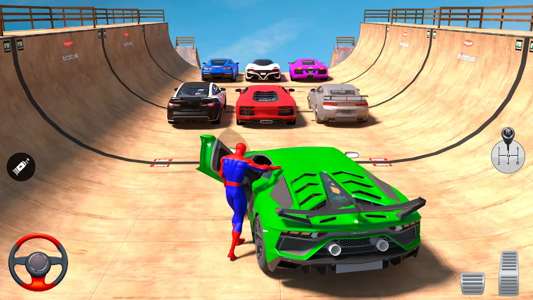 Скачать взломанную Superhero Car: Mega Ramp Games (Рамп Кар Гейм)  [МОД Бесконечные деньги] — последняя версия apk на Андроид screen 1