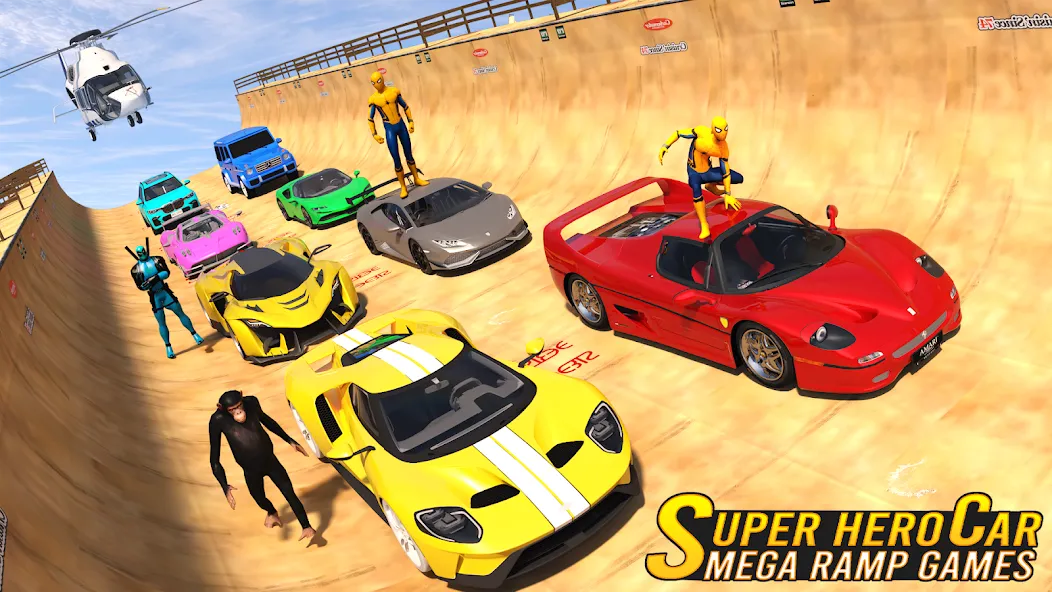 Скачать взломанную Superhero Car: Mega Ramp Games (Рамп Кар Гейм)  [МОД Бесконечные деньги] — последняя версия apk на Андроид screen 5