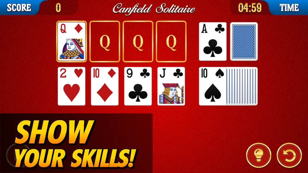 Скачать взлом Canfield Solitaire (Кэнфилд пасьянс)  [МОД Mega Pack] — полная версия apk на Андроид screen 1