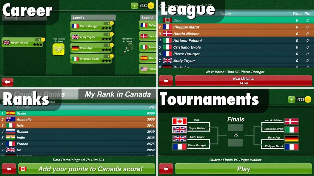 Скачать взломанную Tennis Champion 3D — Online Sp  [МОД Menu] — стабильная версия apk на Андроид screen 3