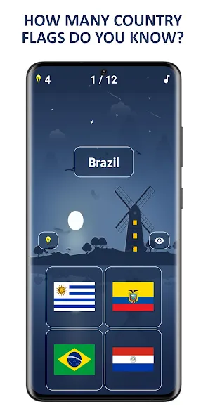 Скачать взломанную Flags of World Countries Quiz  [МОД Mega Pack] — полная версия apk на Андроид screen 1