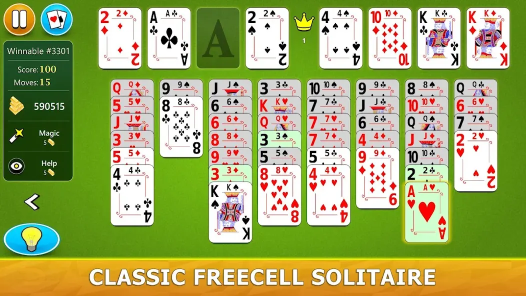 Взломанная FreeCell Solitaire — Card Game  [МОД Unlimited Money] — последняя версия apk на Андроид screen 1