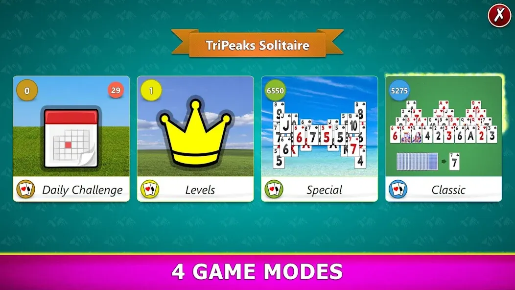 Взлом TriPeaks Solitaire Mobile  [МОД Бесконечные деньги] — полная версия apk на Андроид screen 2