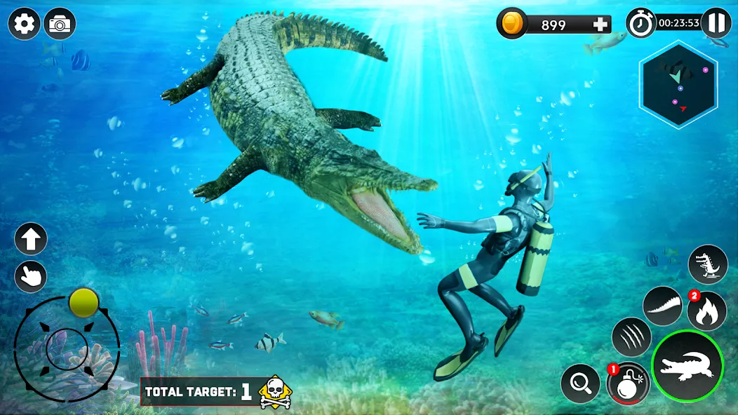 Взломанная Hungry Animal Crocodile Games  [МОД Много денег] — последняя версия apk на Андроид screen 4