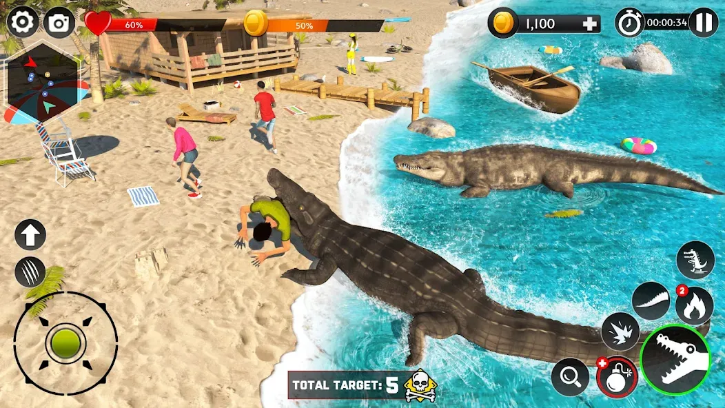 Взломанная Hungry Animal Crocodile Games  [МОД Много денег] — последняя версия apk на Андроид screen 5