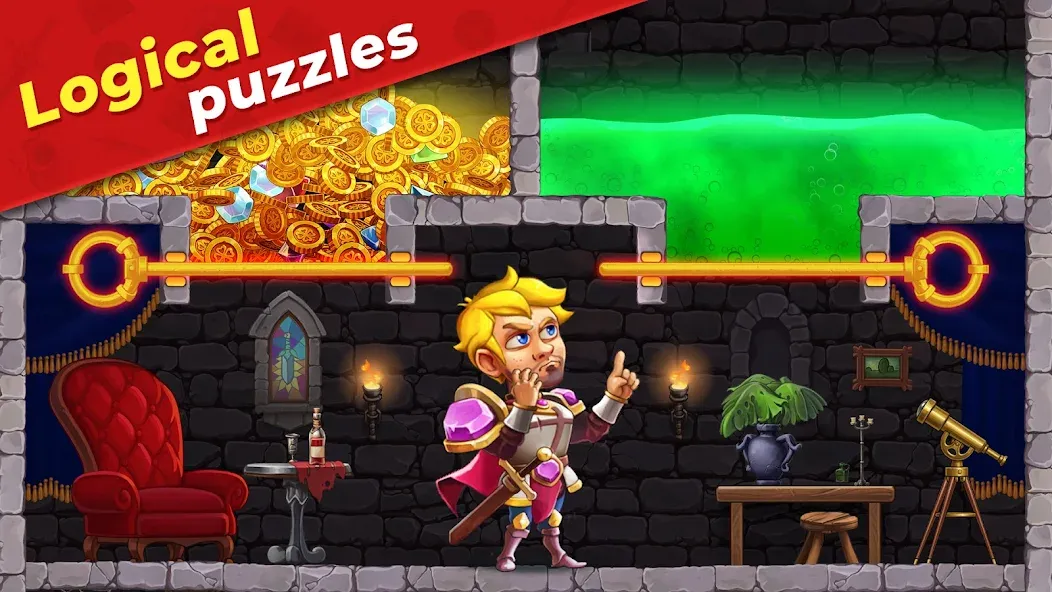 Взломанная Mr. Knight: Pin Puzzles  [МОД Все открыто] — полная версия apk на Андроид screen 3