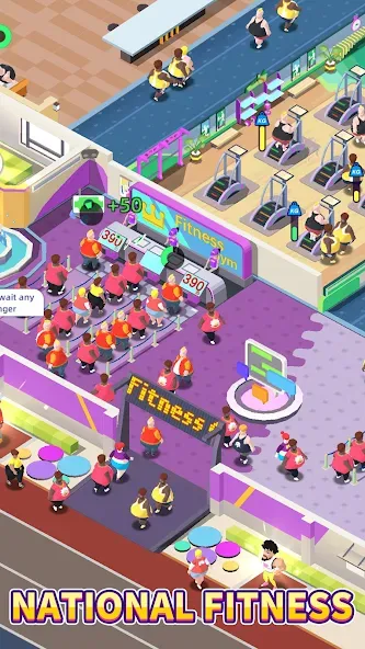 Скачать взломанную Fitness Club Tycoon (Фитнес Клуб Тайкун)  [МОД Все открыто] — полная версия apk на Андроид screen 2