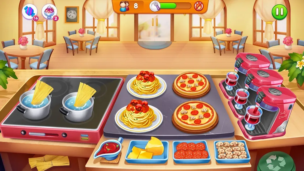 Скачать взломанную Cooking Restaurant Food Games  [МОД Бесконечные деньги] — последняя версия apk на Андроид screen 2