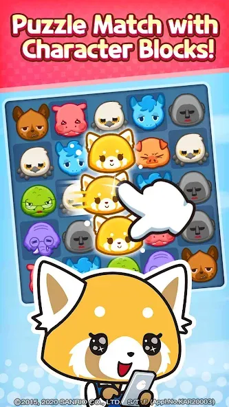 Взломанная Aggretsuko : Match 3 Puzzle (Аггретсуко)  [МОД Mega Pack] — последняя версия apk на Андроид screen 1