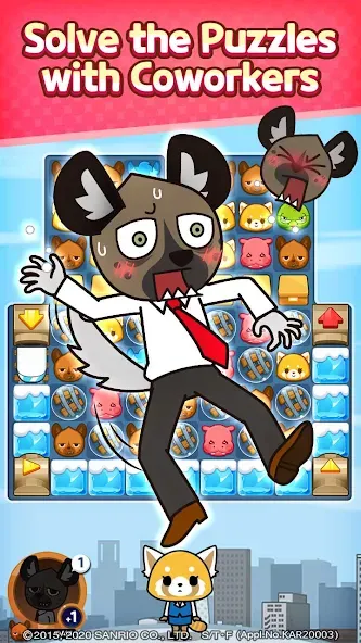 Взломанная Aggretsuko : Match 3 Puzzle (Аггретсуко)  [МОД Mega Pack] — последняя версия apk на Андроид screen 2