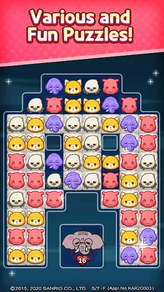 Взломанная Aggretsuko : Match 3 Puzzle (Аггретсуко)  [МОД Mega Pack] — последняя версия apk на Андроид screen 4