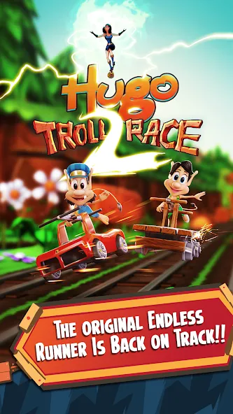 Скачать взлом Hugo Troll Race 2: Rail Rush (Хуго Тролл Гонка 2)  [МОД Бесконечные монеты] — полная версия apk на Андроид screen 1