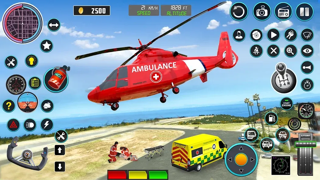 Скачать взломанную Heli Ambulance Simulator Game  [МОД Бесконечные монеты] — полная версия apk на Андроид screen 2