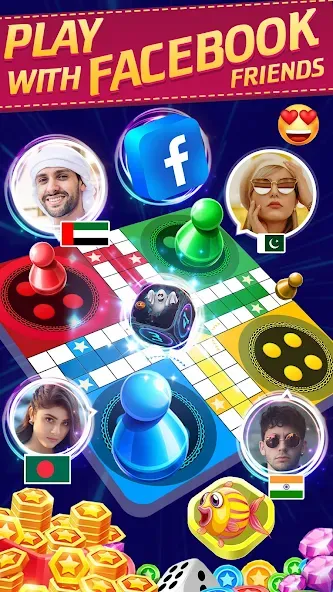 Взлом Online Ludo Game Multiplayer (Лудо Мастер Лудо Дайс Кинг)  [МОД Mega Pack] — полная версия apk на Андроид screen 1