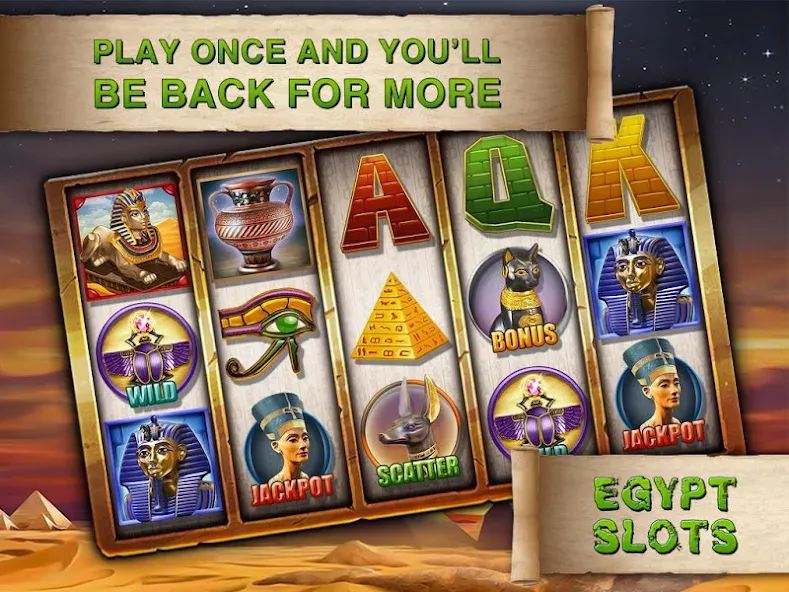 Взломанная Egypt Slots Casino Machines (Египетские игровые автоматы казино)  [МОД Unlimited Money] — полная версия apk на Андроид screen 5