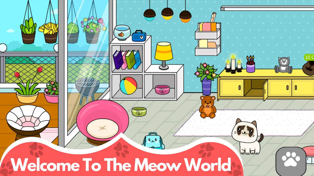 Скачать взломанную My Cat Town — Cute Kitty Games  [МОД Бесконечные деньги] — полная версия apk на Андроид screen 1