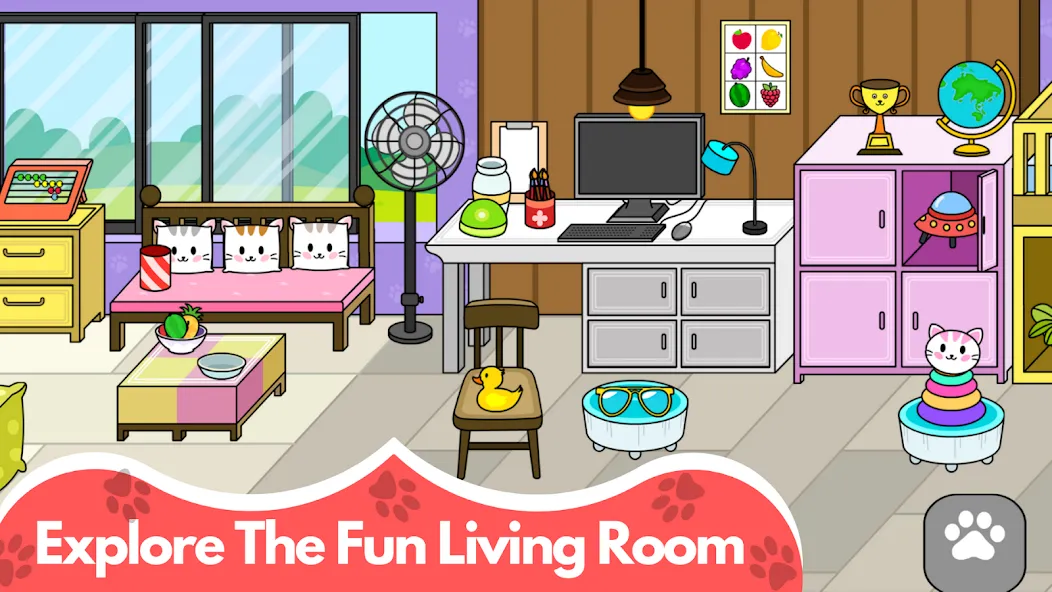 Скачать взломанную My Cat Town — Cute Kitty Games  [МОД Бесконечные деньги] — полная версия apk на Андроид screen 2