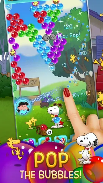 Скачать взломанную Bubble Shooter — Snoopy POP! (Бабл шутер)  [МОД Unlimited Money] — последняя версия apk на Андроид screen 1