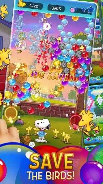 Скачать взломанную Bubble Shooter — Snoopy POP! (Бабл шутер)  [МОД Unlimited Money] — последняя версия apk на Андроид screen 2