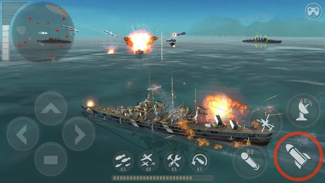 Скачать взлом WARSHIP BATTLE:3D World War II  [МОД Много денег] — полная версия apk на Андроид screen 1