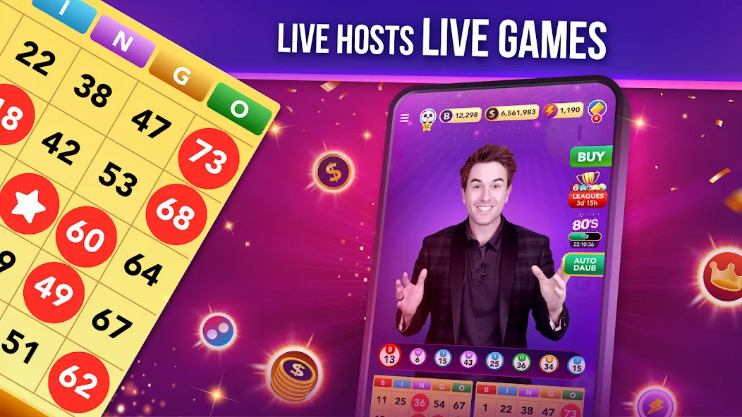 Скачать взломанную Live Play Bingo: Real Hosts (Лайв Плей Бинго)  [МОД Много монет] — полная версия apk на Андроид screen 2