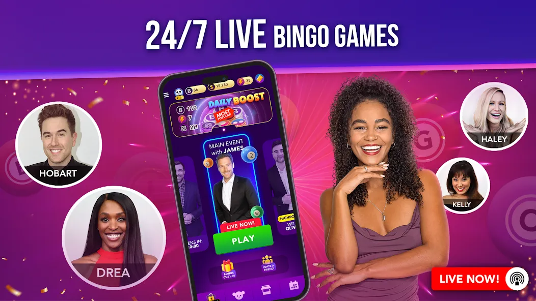 Скачать взломанную Live Play Bingo: Real Hosts (Лайв Плей Бинго)  [МОД Много монет] — полная версия apk на Андроид screen 3