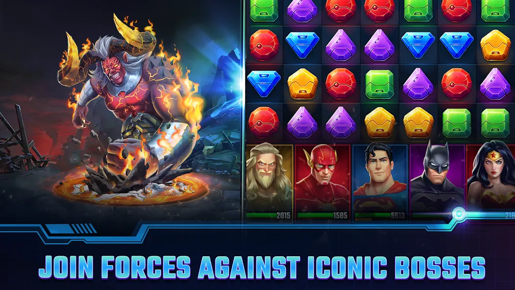 Взломанная DC Heroes & Villains: Match 3  [МОД Mega Pack] — полная версия apk на Андроид screen 4