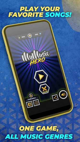 Скачать взломанную Guitar Hero Mobile: Music Game (Гитар Хиро Мобайл)  [МОД Много монет] — полная версия apk на Андроид screen 1