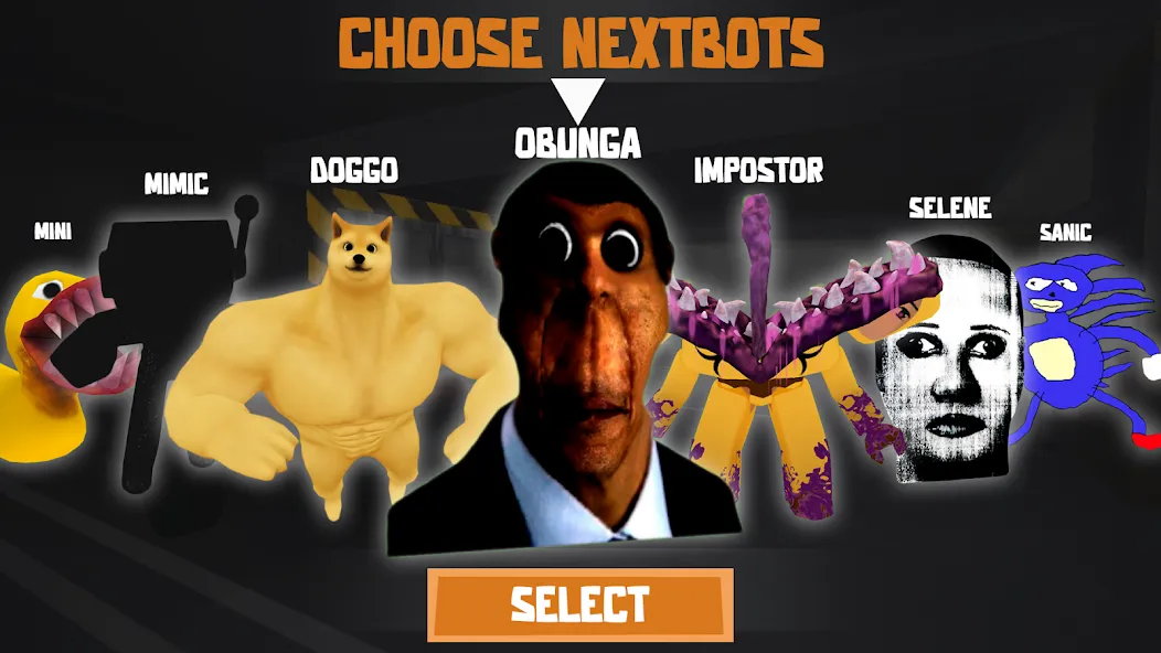 Скачать взломанную Nextbots: Obunga Chase Rooms (Некстботс)  [МОД Unlocked] — стабильная версия apk на Андроид screen 1