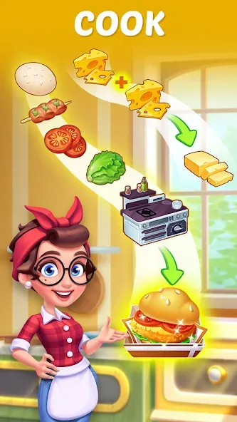 Скачать взломанную Merge Cooking:Theme Restaurant  [МОД Mega Pack] — полная версия apk на Андроид screen 4