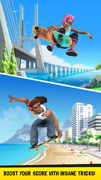 Взломанная Flip Skater (Флип скейтер)  [МОД Mega Pack] — последняя версия apk на Андроид screen 4