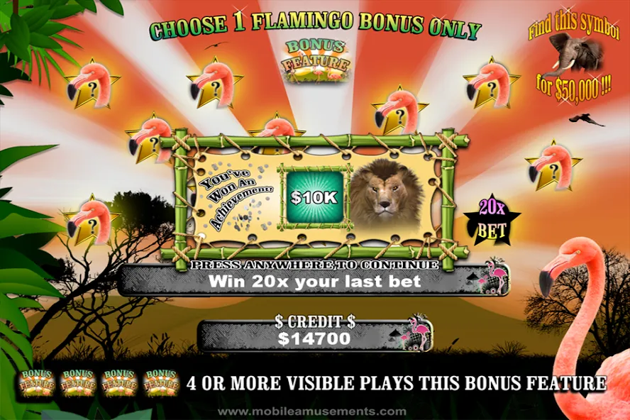 Взломанная Flamingo Safari Slots (Фламинго Сафари Слоты)  [МОД Много монет] — последняя версия apk на Андроид screen 2