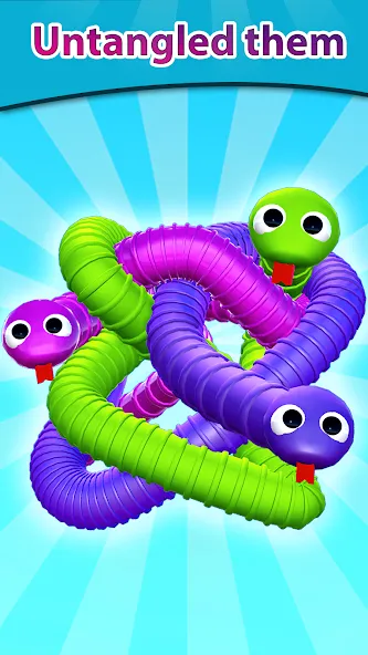 Скачать взломанную Tangled Snakes Puzzle Game (Танглед Снейк 3Д)  [МОД Unlocked] — полная версия apk на Андроид screen 1