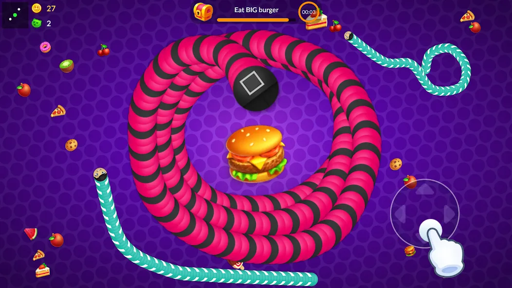 Взлом Snake vs Worms: Fun .io Zone  [МОД Много монет] — полная версия apk на Андроид screen 1