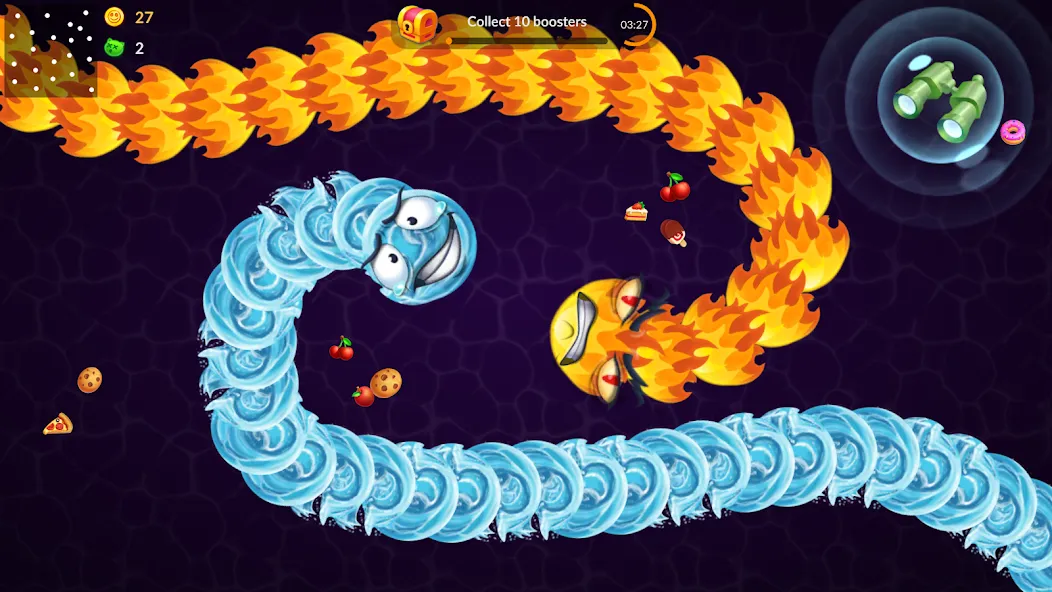 Взлом Snake vs Worms: Fun .io Zone  [МОД Много монет] — полная версия apk на Андроид screen 2