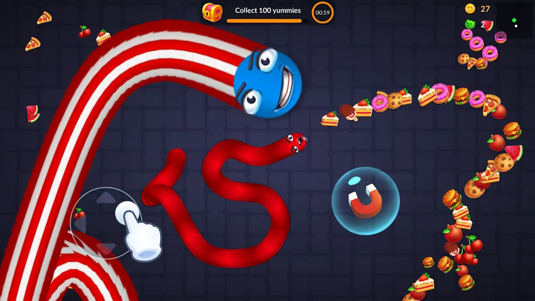 Взлом Snake vs Worms: Fun .io Zone  [МОД Много монет] — полная версия apk на Андроид screen 3