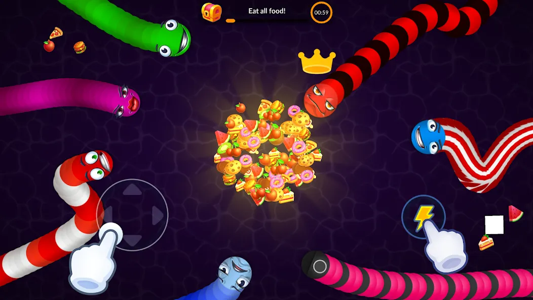 Взлом Snake vs Worms: Fun .io Zone  [МОД Много монет] — полная версия apk на Андроид screen 4