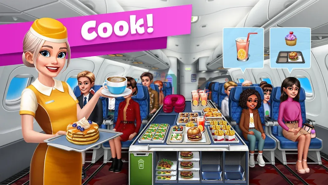 Скачать взлом Airplane Chefs — Cooking Game (Эйрплейн Чефз)  [МОД Mega Pack] — последняя версия apk на Андроид screen 1