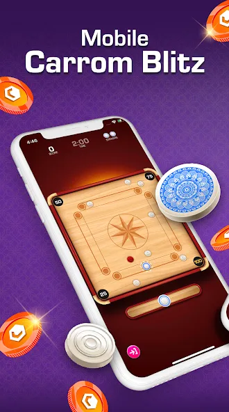 Скачать взломанную Carrom Blitz: Win Rewards (Карром Блиц)  [МОД Menu] — стабильная версия apk на Андроид screen 1