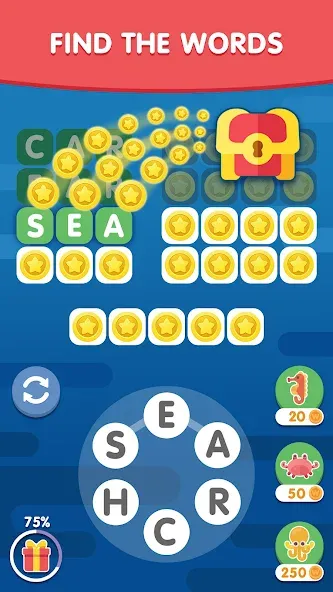 Скачать взлом Word Search Sea: Word Puzzle  [МОД Много денег] — стабильная версия apk на Андроид screen 1