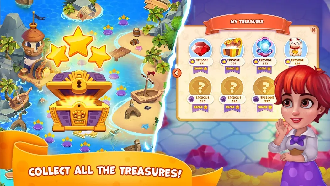 Взлом Pirate Treasures: Jewel & Gems  [МОД Menu] — стабильная версия apk на Андроид screen 4