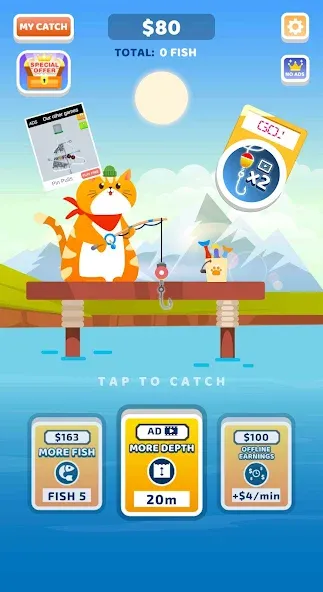 Скачать взломанную Idle Furry Fishing!  [МОД Mega Pack] — полная версия apk на Андроид screen 1