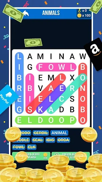 Скачать взлом Make Money: Word Search (Мейк Мани)  [МОД Mega Pack] — стабильная версия apk на Андроид screen 2