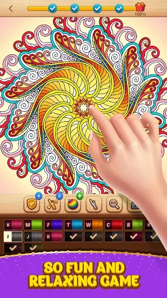 Скачать взломанную Cross Stitch Coloring Mandala (Кроссстиль раскрашивание мандала)  [МОД Все открыто] — стабильная версия apk на Андроид screen 3