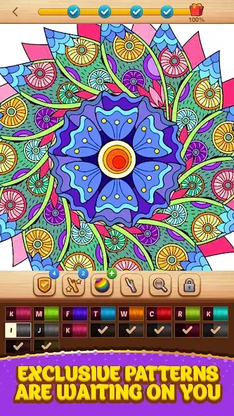 Скачать взломанную Cross Stitch Coloring Mandala (Кроссстиль раскрашивание мандала)  [МОД Все открыто] — стабильная версия apk на Андроид screen 4